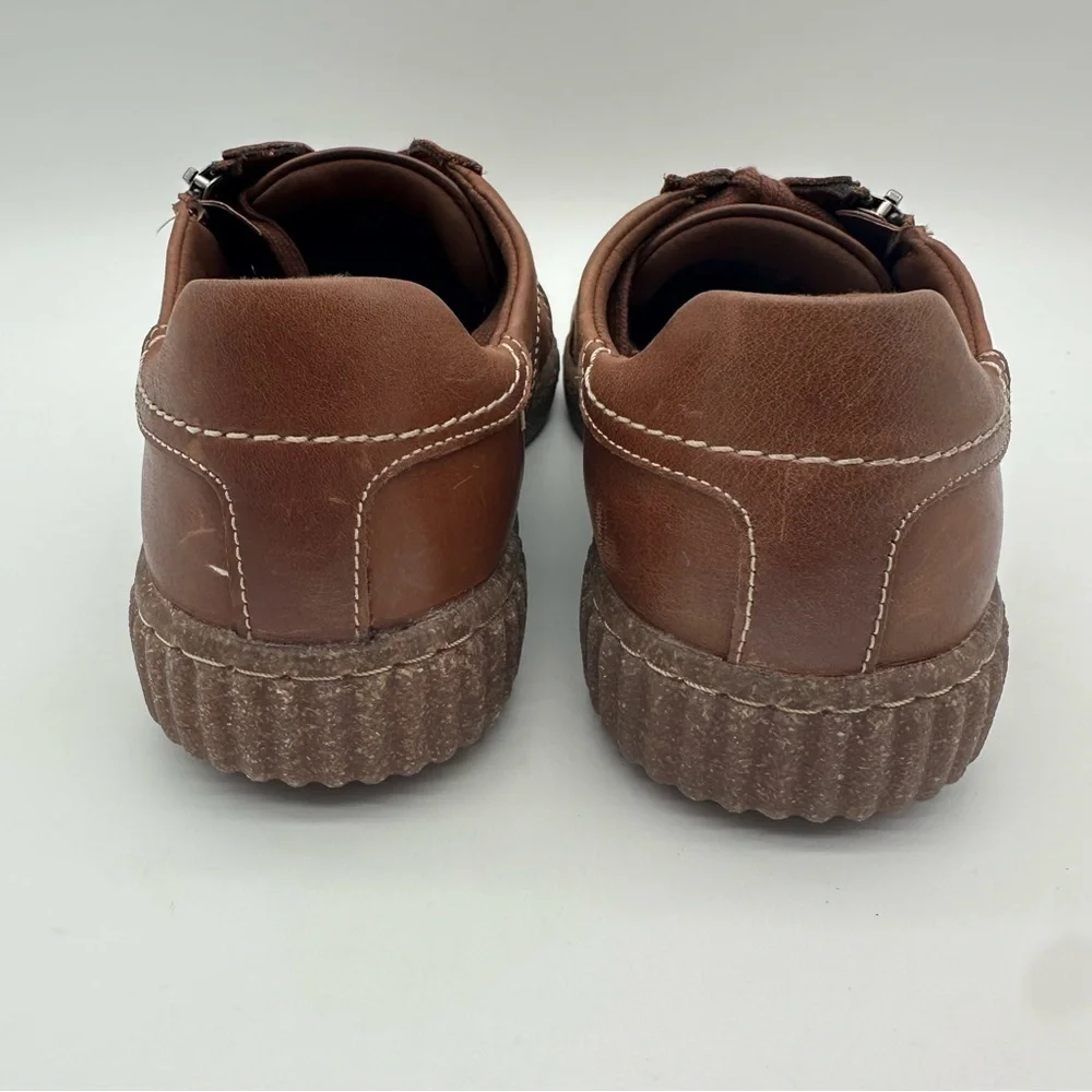 Clarks Brown Leather Oxfords with Zipper Detail